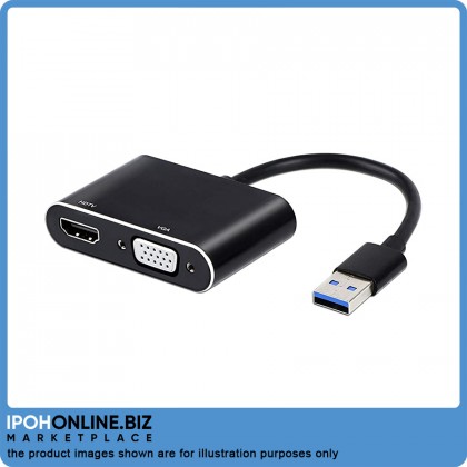 USB 3.0 to VGA/HDMI Cable 2 in 1 Adapter (Black) USB 3.0 to VGA/HDMI Cable 2 in 1 Adapter (Black)