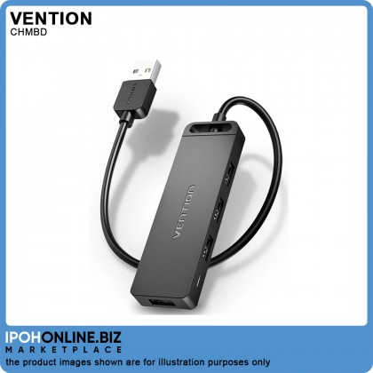VENTION 4-Port Adapter USB 2.0 Hub with Power Supply 0.5m (Black) VENTION 4-Port Adapter USB 2.0 Hub with Power Supply 0.5m (Black)