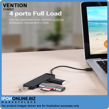 VENTION 4-Port Adapter USB 2.0 Hub with Power Supply 0.5m (Black) VENTION 4-Port Adapter USB 2.0 Hub with Power Supply 0.5m (Black)