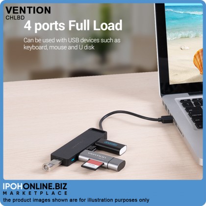 VENTION 4-Port Adapter USB 3.0 Hub with Power Supply 0.5m (Black) VENTION 4-Port Adapter USB 3.0 Hub with Power Supply 0.5m (Black)