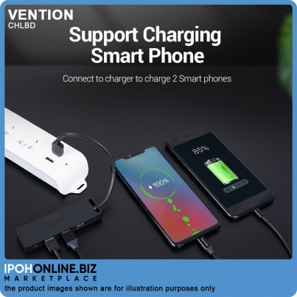 VENTION 4-Port Adapter USB 3.0 Hub with Power Supply 0.5m (Black) VENTION 4-Port Adapter USB 3.0 Hub with Power Supply 0.5m (Black)