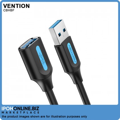VENTION USB 3.0 A Male to A Female Extension Cable 1 Meter (Black) PVC type