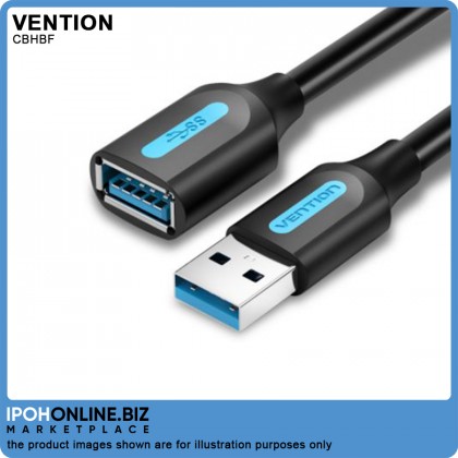VENTION USB 3.0 A Male to A Female Extension Cable 1 Meter (Black) PVC type