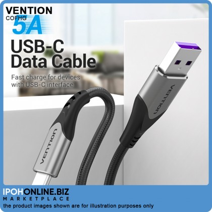 VENTION USB-C to USB 2.0-A Fast Charging Cable 1.5M (Gray) Aluminum Alloy Type