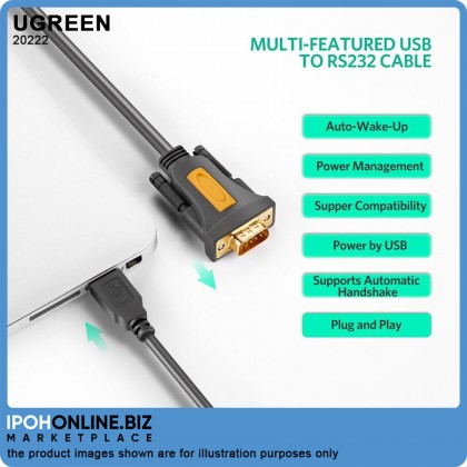 UGREEN USB 2.0 to RS-232 DB9 Serial Adapter Cable (2 Meter)