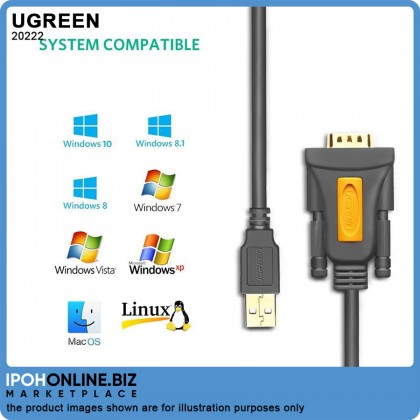 UGREEN USB 2.0 to RS-232 DB9 Serial Adapter Cable (2 Meter)