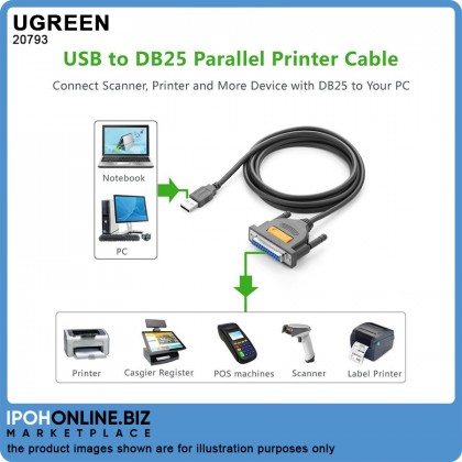 UGREEN USB to DB25 Parallel Printer Cable (1 Meter)