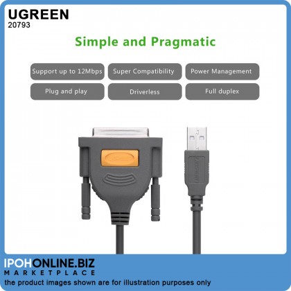 UGREEN USB to DB25 Parallel Printer Cable (1 Meter)
