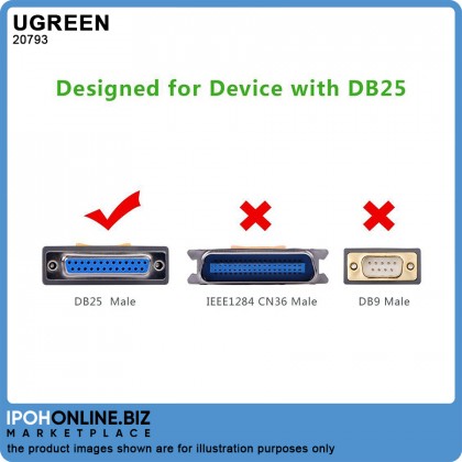 UGREEN USB to DB25 Parallel Printer Cable (1 Meter)