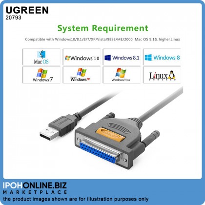 UGREEN USB to DB25 Parallel Printer Cable (1 Meter)