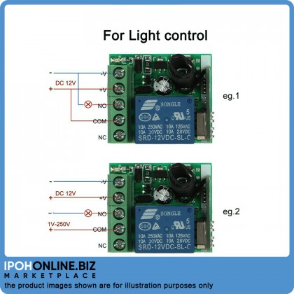 DC 12V 1CH Relay Receiver Module RF Transmitter 433Mhz Wireless Remote Control Switch DC 12V 1CH Relay Receiver Module RF Transmitter 433Mhz Wireless Remote Control Switch
