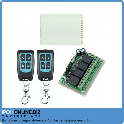 DC 12V 4CH Wireless Remote Control Switch 1 Receiver + 2 Transmitters 433MHz DC 12V 4CH Wireless Remote Control Switch 1 Receiver + 2 Transmitters 433MHz