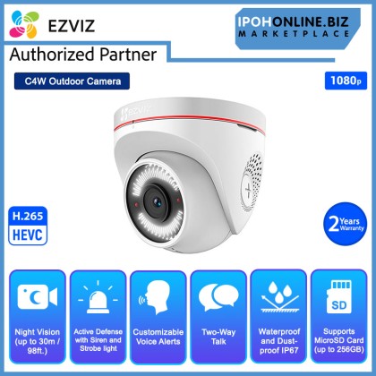 EZVIZ C4W 2.8mm 2MP 1080P FHD H.265 IP67 Outdoor Smart WiFi Camera - Active Defense With Siren / Strobe Light EZVIZ C4W 2.8mm 2MP 1080P FHD H.265 IP67 Outdoor Smart WiFi Camera - Active Defense With Siren / Strobe Light