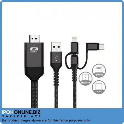 3 in 1 Cast Phone to HDTV Cable (Lightning/Micro/Type-C/HDTV) 3 in 1 Cast Phone to HDTV Cable (Lightning/Micro/Type-C/HDTV)