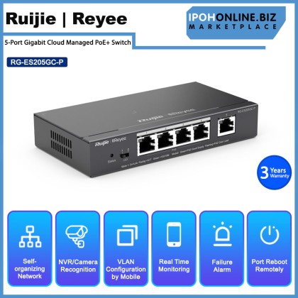 Ruijie Reyee RG-ES205GC-P 5-Port Gigabit Cloud Managed PoE+ Switch Ruijie Reyee RG-ES205GC-P 5-Port Gigabit Cloud Managed PoE+ Switch