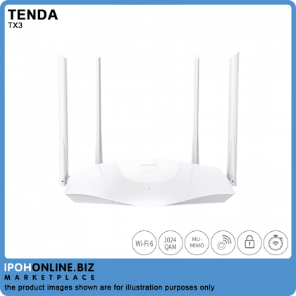 Tenda TX3 AX1800 Dual Band Gigabit Quad-Core MU-MIMO OFDMA Wi-Fi 6 Router - Unifi Maxis Time IPTV Tenda TX3 AX1800 Dual Band Gigabit Quad-Core MU-MIMO OFDMA Wi-Fi 6 Router - Unifi Maxis Time IPTV