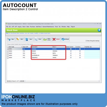 AutoCount Plug-In: Item Description 2 Control (FOC) AutoCount Plug-In: Item Description 2 Control (FOC)