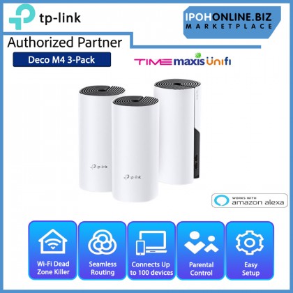 TP-Link Deco M4 3-Pack AC1200 Whole Home Mesh Wi-Fi System - Time Maxis Unifi Fiber