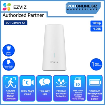 EZVIZ BC1 Wire-Free Smart Home Battery-Powered Camera Kit - 1 Base + 1 Camera