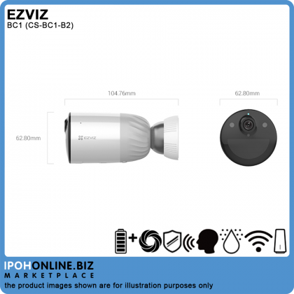 EZVIZ BC1 Wire-Free Smart Home Battery-Powered Camera Kit - CS-BC1-B2 1 Base + 2 Cam 1080P FHD EZVIZ BC1 Wire-Free Smart Home Battery-Powered Camera Kit - CS-BC1-B2 1 Base + 2 Cam 1080P FHD