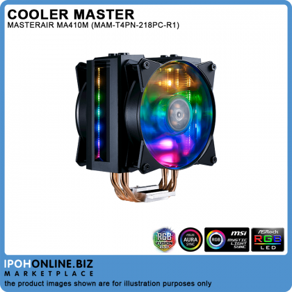 Cooler Master MasterAir MA410M With Addressable RGB Lighting And Dual MF120R Air Balance Fan CPU Cooler - Intel LGA2066 LGA2011-V3 AMD AM4 AM3+ Cooler Master MasterAir MA410M With Addressable RGB Lighting And Dual MF120R Air Balance Fan CPU Cooler - Intel LGA2066 LGA2011-V3 AMD AM4 AM3+