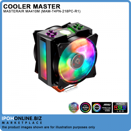 Cooler Master MasterAir MA410M With Addressable RGB Lighting And Dual MF120R Air Balance Fan CPU Cooler - Intel LGA2066 LGA2011-V3 AMD AM4 AM3+ Cooler Master MasterAir MA410M With Addressable RGB Lighting And Dual MF120R Air Balance Fan CPU Cooler - Intel LGA2066 LGA2011-V3 AMD AM4 AM3+