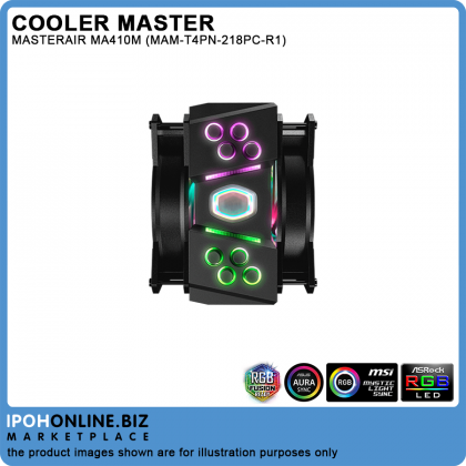 Cooler Master MasterAir MA410M With Addressable RGB Lighting And Dual MF120R Air Balance Fan CPU Cooler - Intel LGA2066 LGA2011-V3 AMD AM4 AM3+ Cooler Master MasterAir MA410M With Addressable RGB Lighting And Dual MF120R Air Balance Fan CPU Cooler - Intel LGA2066 LGA2011-V3 AMD AM4 AM3+