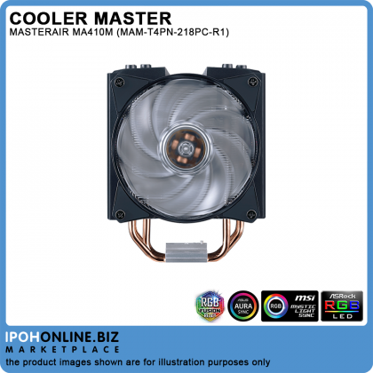 Cooler Master MasterAir MA410M With Addressable RGB Lighting And Dual MF120R Air Balance Fan CPU Cooler - Intel LGA2066 LGA2011-V3 AMD AM4 AM3+ Cooler Master MasterAir MA410M With Addressable RGB Lighting And Dual MF120R Air Balance Fan CPU Cooler - Intel LGA2066 LGA2011-V3 AMD AM4 AM3+