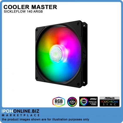 Cooler Master SickleFlow 140 ARGB LED 4Pin PWM 3Pin ARGB 140mm 5.5 inch PC Chassis Cooling Case Fan