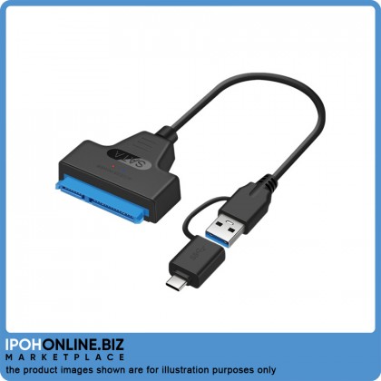 2 In 1 USB 3.0 / Type-C to SATA 7+15 Pin Cable Adapter for 2.5" HDD Hard Drive 2 In 1 USB 3.0 / Type-C to SATA 7+15 Pin Cable Adapter for 2.5" HDD Hard Drive
