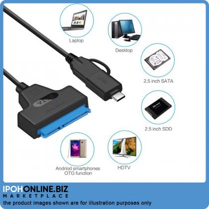 2 In 1 USB 3.0 / Type-C to SATA 7+15 Pin Cable Adapter for 2.5" HDD Hard Drive 2 In 1 USB 3.0 / Type-C to SATA 7+15 Pin Cable Adapter for 2.5" HDD Hard Drive