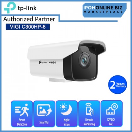 TP-LINK VIGI C300HP-6 3MP Outdoor Bullet Network IP Camera CCTV H.265+ 6mm Lens PoE/12V IP67 ONVIF TP-LINK VIGI C300HP-6 3MP Outdoor Bullet Network IP Camera CCTV H.265+ 6mm Lens PoE/12V IP67 ONVIF