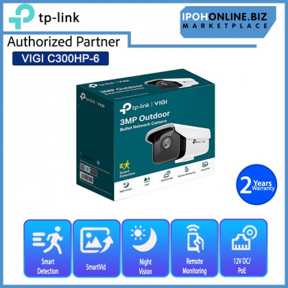 TP-LINK VIGI C300HP-6 3MP Outdoor Bullet Network IP Camera CCTV H.265+ 6mm Lens PoE/12V IP67 ONVIF TP-LINK VIGI C300HP-6 3MP Outdoor Bullet Network IP Camera CCTV H.265+ 6mm Lens PoE/12V IP67 ONVIF
