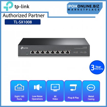 TP-Link TL-SX1008 8 Port 10G Desktop / Rackmount Performance Network Switch - Auto-negotiation for 5-speed (100Mbps/1G/2.5G/5G/10G)
