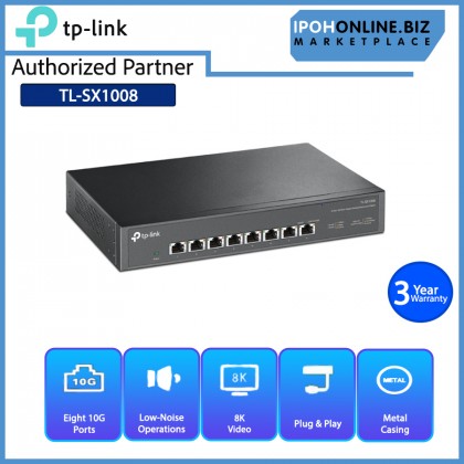 TP-Link TL-SX1008 8 Port 10G Desktop / Rackmount Performance Network Switch - Auto-negotiation for 5-speed (100Mbps/1G/2.5G/5G/10G)