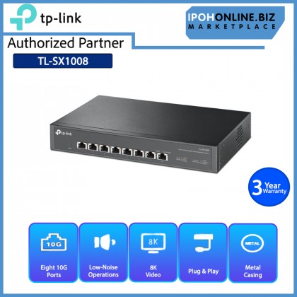 TP-Link TL-SX1008 8 Port 10G Desktop / Rackmount Performance Network Switch - Auto-negotiation for 5-speed (100Mbps/1G/2.5G/5G/10G)