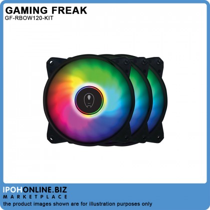 Gaming Freak FIXED LUMINA IRIS RAINBOW 12cm LED PC FAN 3 in 1 Starter Kit - GF-RBOW120-KIT