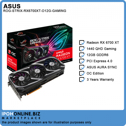 ASUS ROG Strix AMD Radeon RX 6700 XT OC Edition 12GB GDDR6 Gaming Graphics Card