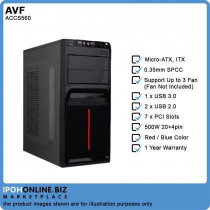 AVF ACCS560 CLASSIQUE SERIES 7 PCI Slots ATX Casing with PSU 500W + CPU 8 Pin + DVD Slots AVF ACCS560 CLASSIQUE SERIES 7 PCI Slots ATX Casing with PSU 500W + CPU 8 Pin + DVD Slots