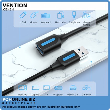 VENTION USB Extension Cable USB3.0 Extender 2M Cord Type A Male To Female Data Transfer Lead