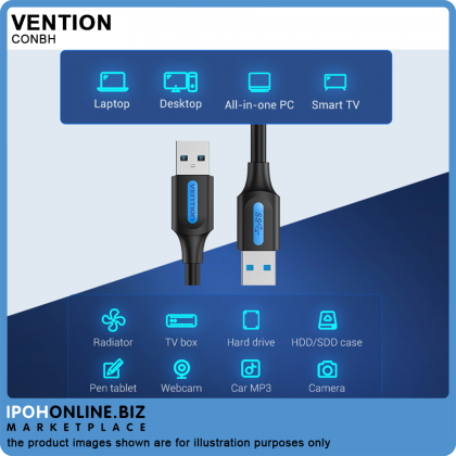 VENTION USB3.0 A Male To A Male Cable 2A 5Gbps 2M High Speed Fast Transmission USB Extension Cable