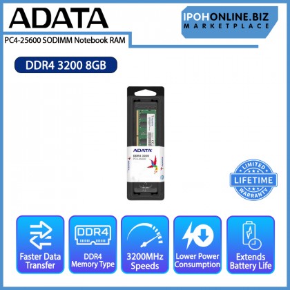 ADATA 8GB DDR4 3200 PC4 25600 SODIMM Notebook RAM ADATA 8GB DDR4 3200 PC4 25600 SODIMM Notebook RAM