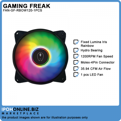 Gaming Freak GF-RBOW120 FIXED LUMINA IRIS RAINBOW 12cm LED PC Fan Gaming Freak GF-RBOW120 FIXED LUMINA IRIS RAINBOW 12cm LED PC Fan