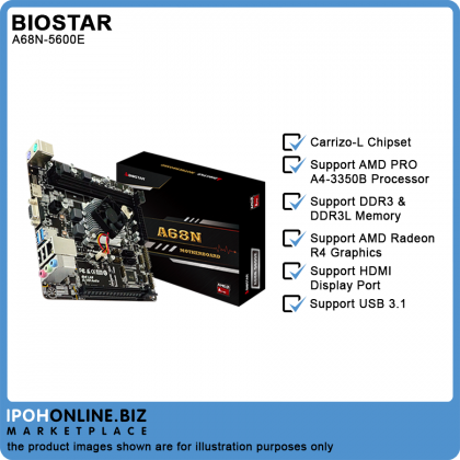 BIOSTAR A68N-5600E AMD A4-3350B Quad Core Up To 2.4GHz DDR3 HDMI VGA Mini ITX Motherboard With Radeon R4 Graphics BIOSTAR A68N-5600E AMD A4-3350B Quad Core Up To 2.4GHz DDR3 HDMI VGA Mini ITX Motherboard With Radeon R4 Graphics