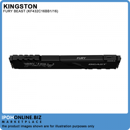 Kingston FURY Beast 16GB DDR4 3200 Gaming Desktop RAM AMD Intel XMP Certified - KF432C16BB1/16