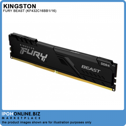 Kingston FURY Beast 16GB DDR4 3200 Gaming Desktop RAM AMD Intel XMP Certified - KF432C16BB1/16