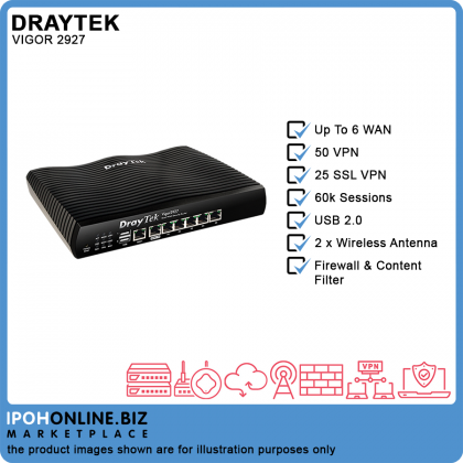 DrayTek Vigor 2927 Dual WAN Load Balancing Gigabit Firewall VPN Router Bandwidth Management With APP QoS DrayTek Vigor 2927 Dual WAN Load Balancing Gigabit Firewall VPN Router Bandwidth Management With APP QoS