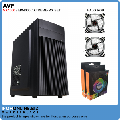 AVF MX1000 / MX4000 / XTREME MX Premium Micro ATX Black Tower PC Casing + 2 LED PC Fan