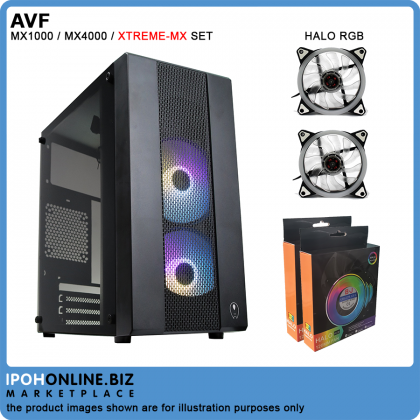 AVF MX1000 / MX4000 / XTREME MX Premium Micro ATX Black Tower PC Casing + 2 LED PC Fan