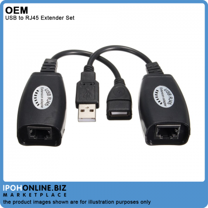 USB Extension Ethernet RJ45 Cat5e/6 Cable LAN Adapter Extender Over Repeater Set